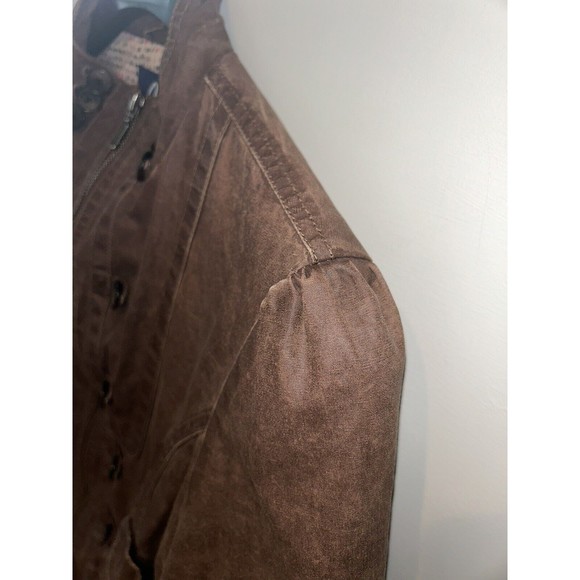 AI Authentic Icon Women's Jacket Brown Buttons Zipper Cotton Light Large - Picture 6 of 16